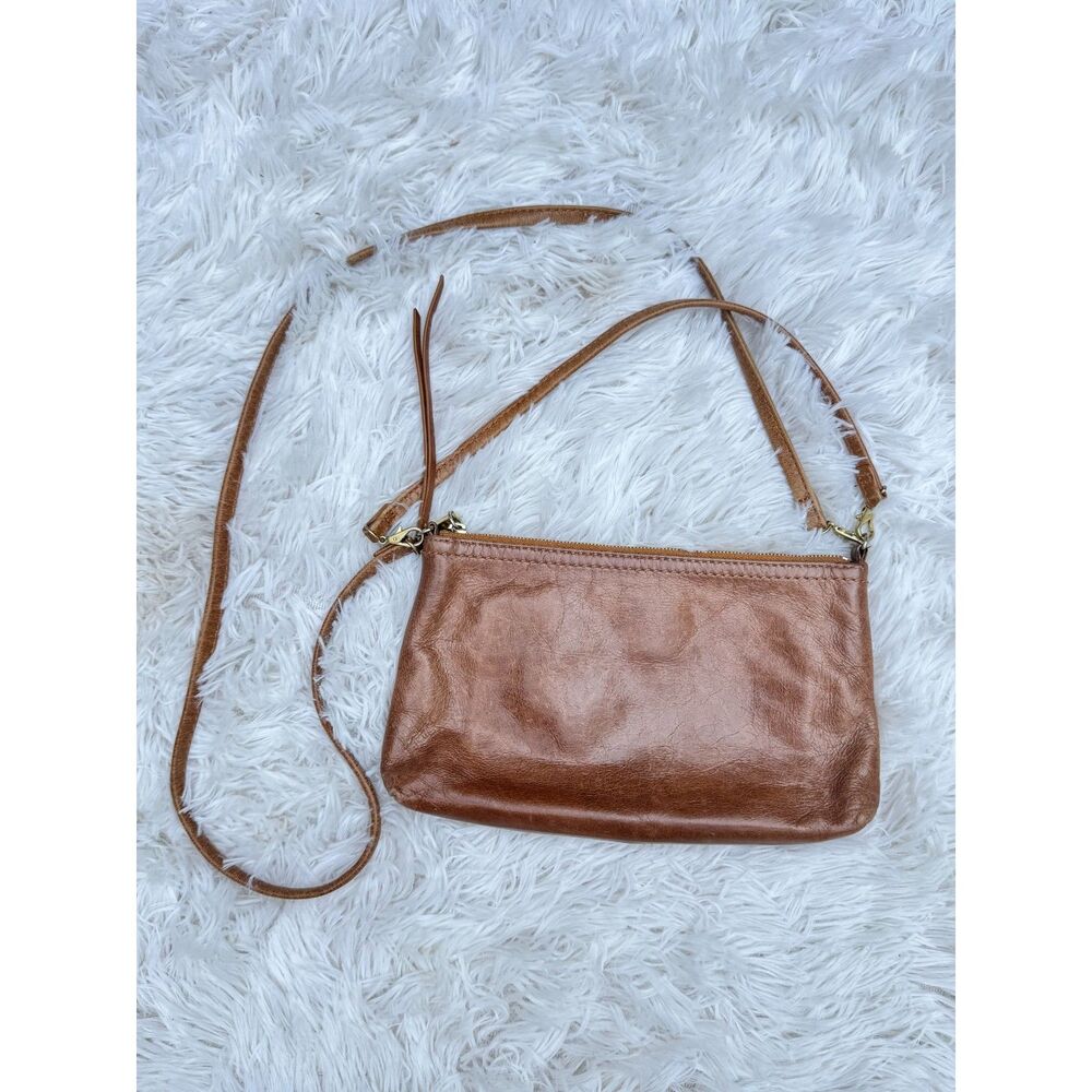 HOBO Darcy Convertible Leather Crossbody Bag Clutch Brown Shimmer Both Straps
